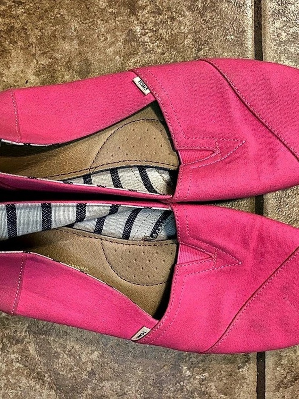 TOMS Alpargata Classic Slip-On Pink Striped Flats US 11